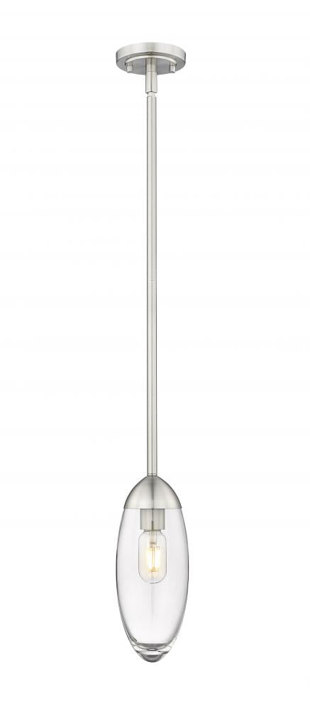 Z-Lite Arden 1 Light Pendant in Brushed Nickel Finish Model: 651P-ROD-BN