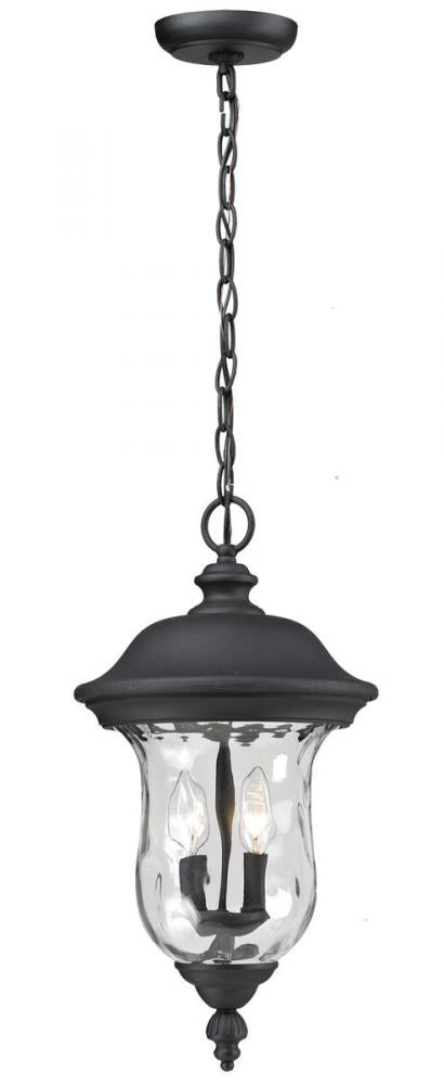 Z-Lite Armstrong 2 Light Outdoor Chain Mount Ceiling Fixture in Black Finish Model: 533CHM-BK