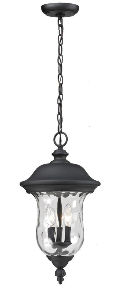 Z-Lite Armstrong 3 Light Outdoor Chain Mount Ceiling Fixture in Black Finish Model: 533CHB-BK