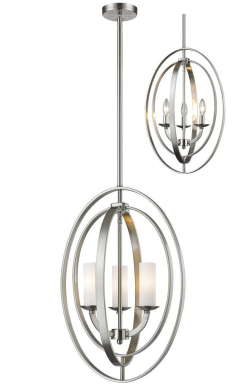 Z-Lite Ashling 3 Light Chandelier in Brushed Nickel Finish Model: 6004-3S-BN