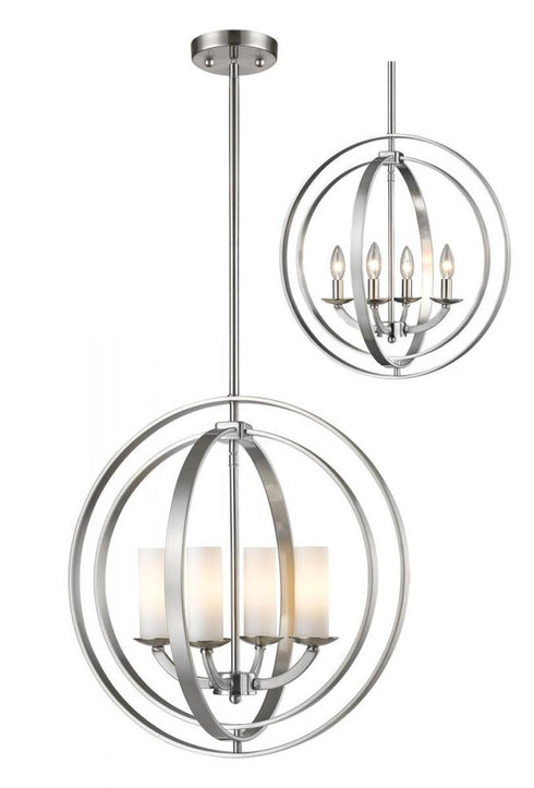 Z-Lite Ashling 4 Light Chandelier in Brushed Nickel Finish Model: 6002-4S-BN
