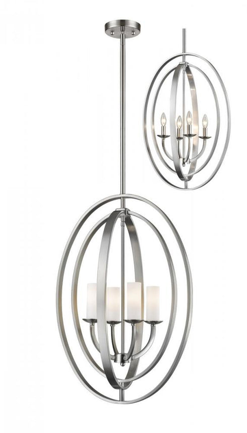 Z-Lite Ashling 4 Light Chandelier in Brushed Nickel Finish Model: 6004-4L-BN