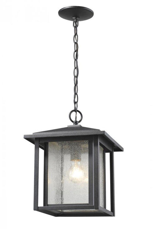 Z-Lite Aspen 1 Light Outdoor Chain Mount Ceiling Fixture in Black Finish Model: 554CHB-BK