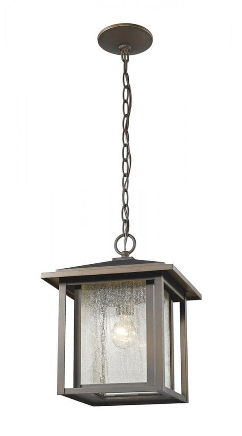 Z-Lite Aspen 1 Light Outdoor Chain Mount Ceiling Fixture in Black Finish Model: 554CHB-BK