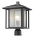 Z-Lite Aspen 1 Light Outdoor Post Mount Fixture in Black Finish Model: 554PHB-BK