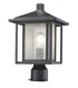 Z-Lite Aspen 1 Light Outdoor Post Mount Fixture in Black Finish Model: 554PHM-BK