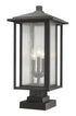 Z-Lite Aspen 3 Light Outdoor Pier Mounted Fixture in Black Finish Model: 554PHXLS-SQPM-BK
