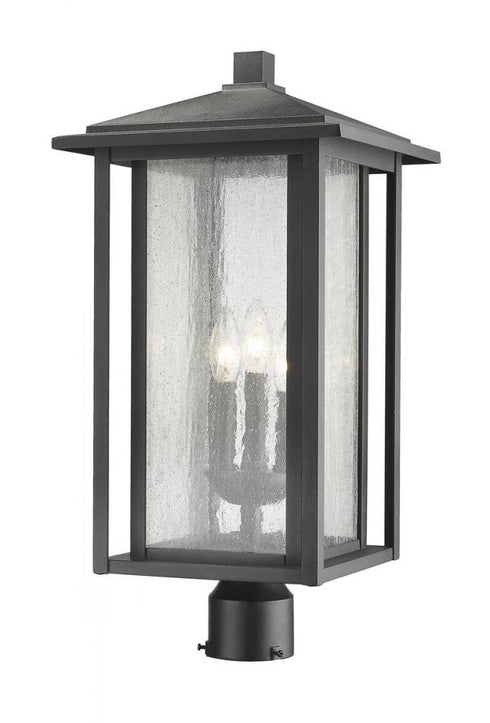 Z-Lite Aspen 3 Light Outdoor Post Mount Fixture in Black Finish Model: 554PHXLR-BK