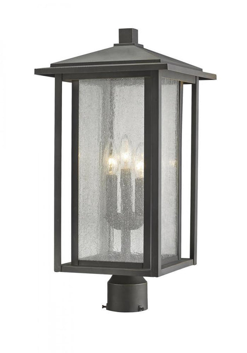 Z-Lite Aspen 3 Light Outdoor Post Mount Fixture in Black Finish Model: 554PHXLR-BK
