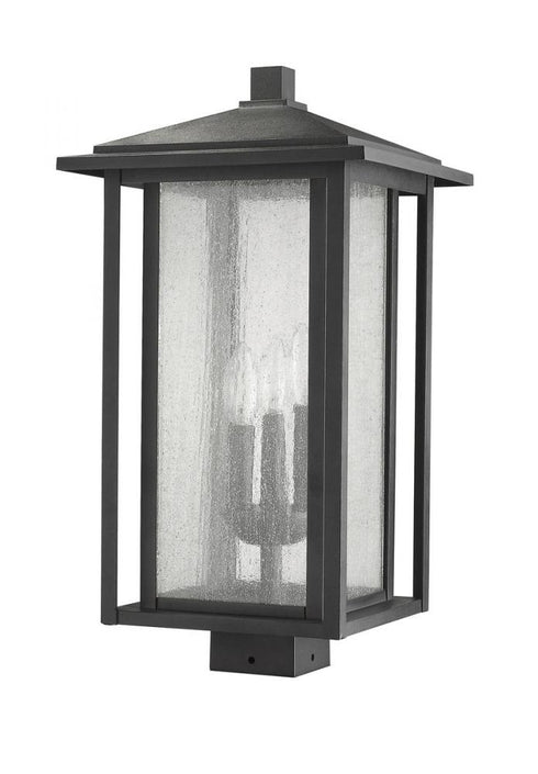Z-Lite Aspen 3 Light Outdoor Post Mount Fixture in Black Finish Model: 554PHXLS-BK