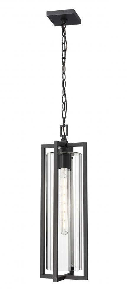 Z-Lite Aura 1 Light Outdoor Chain Mount Ceiling Fixture in Black Finish Model: 5013CHB-BK