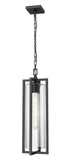 Z-Lite Aura 1 Light Outdoor Chain Mount Ceiling Fixture in Black Finish Model: 5013CHB-BK