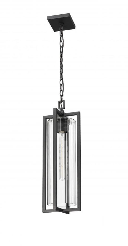 Z-Lite Aura 1 Light Outdoor Chain Mount Ceiling Fixture in Black Finish Model: 5013CHB-BK