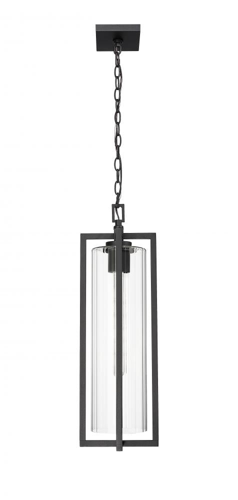 Z-Lite Aura 1 Light Outdoor Chain Mount Ceiling Fixture in Black Finish Model: 5013CHB-BK