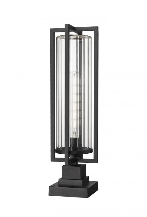 Z-Lite Aura 1 Light Outdoor Pier Mounted Fixture in Black Finish Model: 5013PHBS-SQPM-BK