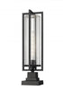 Z-Lite Aura 1 Light Outdoor Pier Mounted Fixture in Black Finish Model: 5013PHBS-SQPM-BK