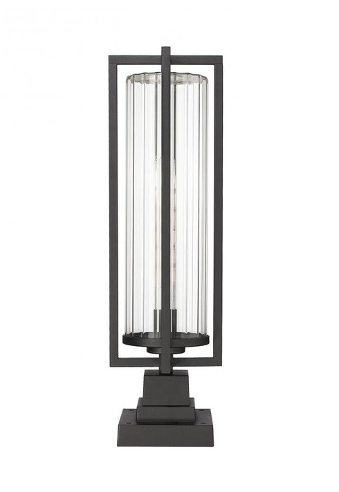 Z-Lite Aura 1 Light Outdoor Pier Mounted Fixture in Black Finish Model: 5013PHBS-SQPM-BK