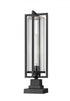 Z-Lite Aura 1 Light Outdoor Pier Mounted Fixture in Black Finish Model: 5013PHBS-SQPM-BK
