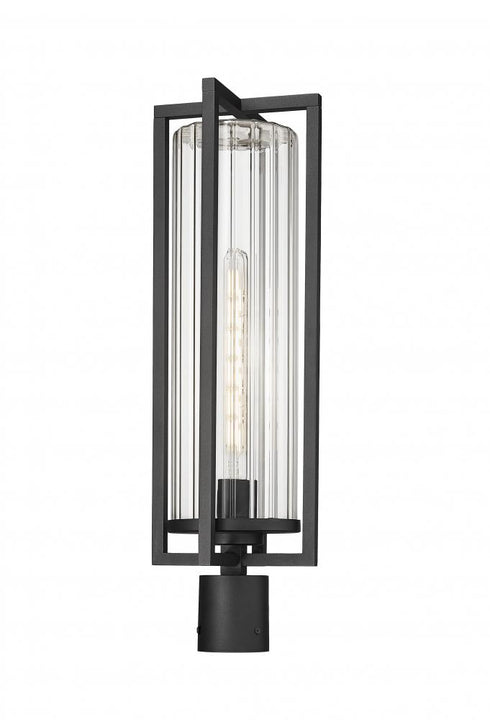 Z-Lite Aura 1 Light Outdoor Post Mount Fixture in Black Finish Model: 5013PHBR-BK