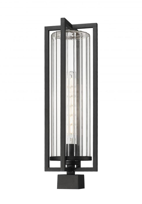 Z-Lite Aura 1 Light Outdoor Post Mount Fixture in Black Finish Model: 5013PHBS-BK