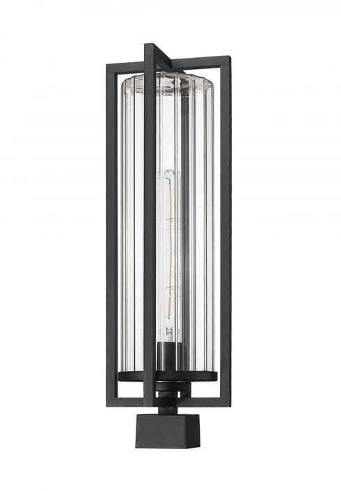 Z-Lite Aura 1 Light Outdoor Post Mount Fixture in Black Finish Model: 5013PHBS-BK