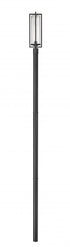 Z-Lite Aura 1 Light Outdoor Post Mounted Fixture in Black Finish Model: 5013PHBR-5009P120-BK