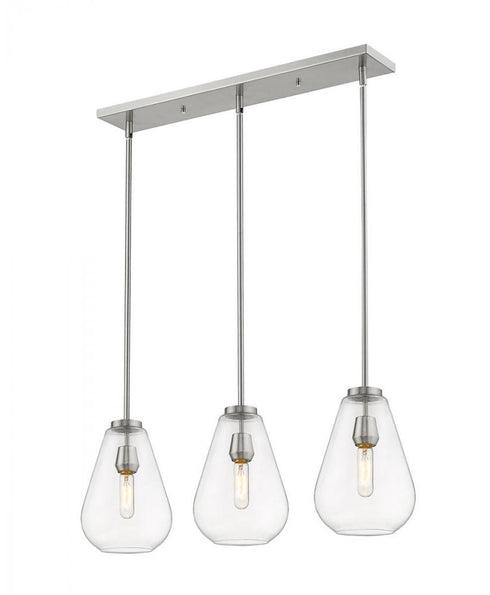 Z-Lite Ayra 3 Light Linear Chandelier in Brushed Nickel Finish Model: 488P8-3L-BN