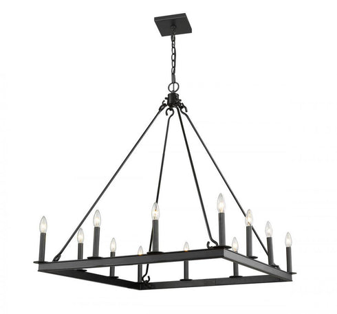 Z-Lite Barclay 12 Light Chandelier in Matte Black Finish Model: 482S-12MB
