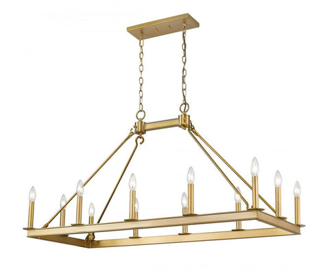 Z-Lite Barclay 12 Light Linear Chandelier in Matte Black Finish Model: 482-12L-MB