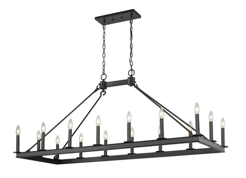 Z-Lite Barclay 16 Light Linear Chandelier in Matte Black Finish Model: 482-16L-MB