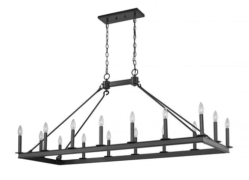 Z-Lite Barclay 16 Light Linear Chandelier in Matte Black Finish Model: 482-16L-MB