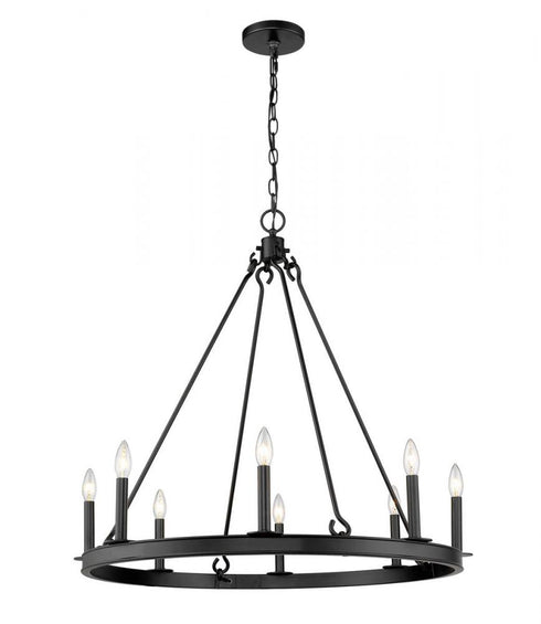 Z-Lite Barclay 8 Light Chandelier in Matte Black Finish Model: 482R-8MB