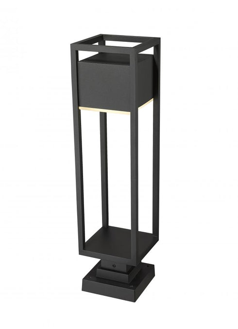 Z-Lite Barwick 1 Light Outdoor Pier Mounted Fixture in Black Finish Model: 585PHBS-SQPM-BK-LED