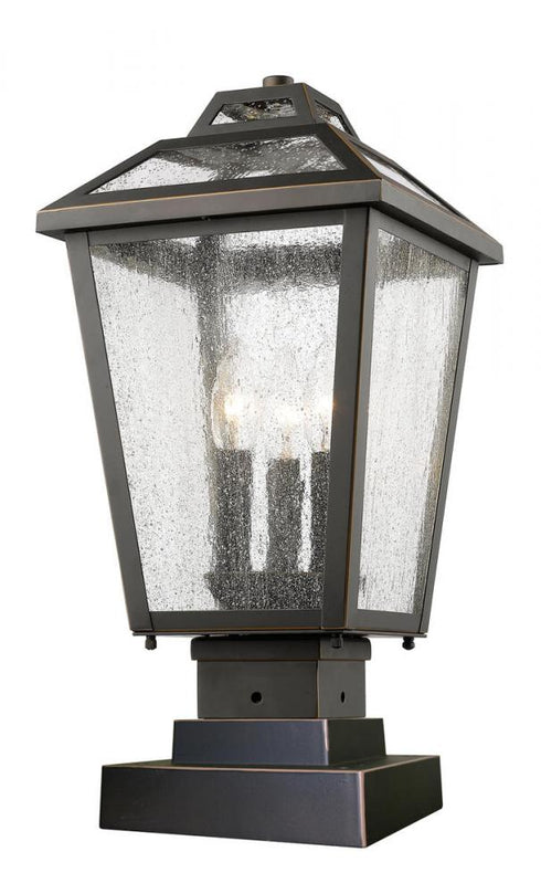 Z-Lite Bayland 3 Light Outdoor Pier Mounted Fixture in Oil Rubbed Bronze Finish Model: 539PHMS-SQPM-ORB