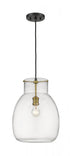 Z-Lite Bella 1 Light Pendant in Matte Black + Brushed Nickel Finish Model: 476P-MB-BN