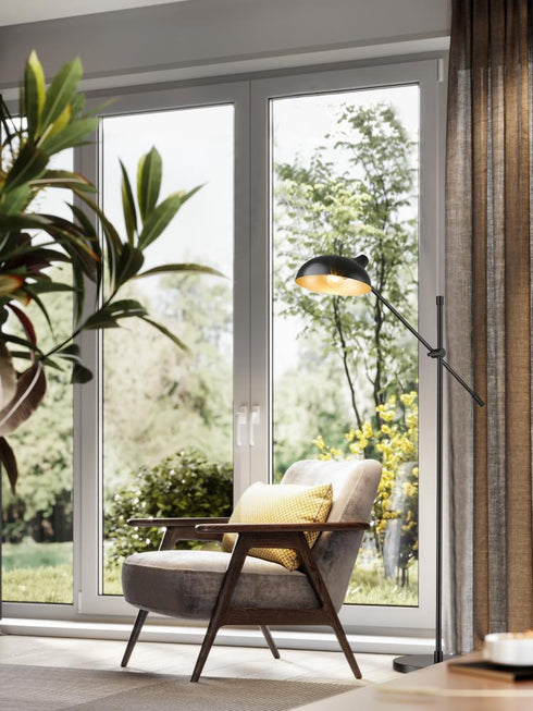 Z-Lite Bellamy 1 Light Floor Lamp in Matte Black Finish Model: 1942FL-MB