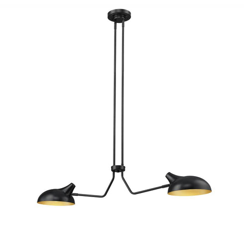 Z-Lite Bellamy 2 Light Linear Chandelier in Matte Black Finish Model: 1942-2L-MB