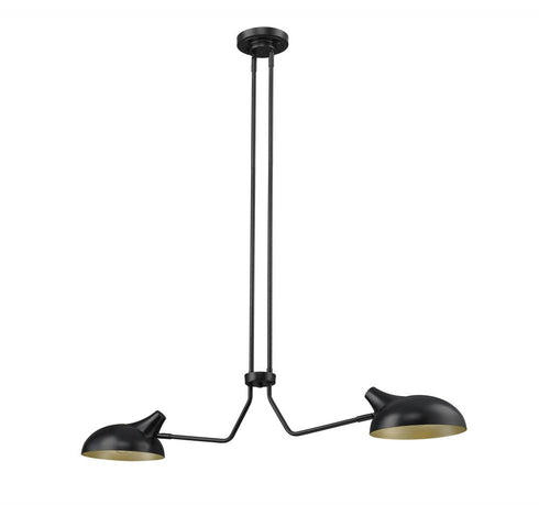 Z-Lite Bellamy 2 Light Linear Chandelier in Matte Black Finish Model: 1942-2L-MB