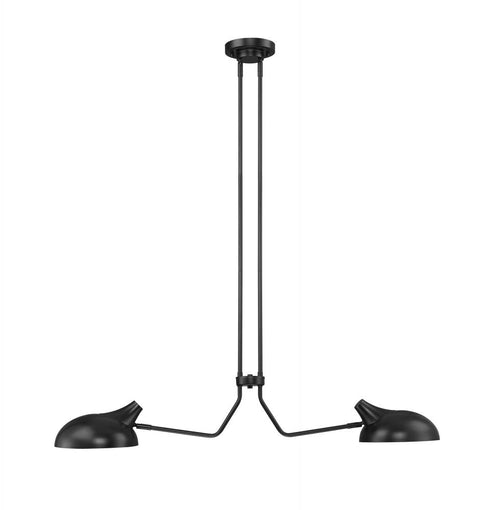 Z-Lite Bellamy 2 Light Linear Chandelier in Matte Black Finish Model: 1942-2L-MB