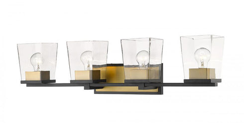 Z-Lite Bleeker Street 4 Light Vanity in Matte Black + Brushed Nickel Finish Model: 475-4V-MB-BN