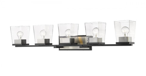 Z-Lite Bleeker Street 5 Light Vanity in Matte Black + Brushed Nickel Finish Model: 475-5V-MB-BN