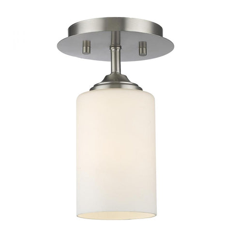 Z-Lite Bordeaux 1 Light Flush Mount in Brushed Nickel Finish Model: 435F1-BN
