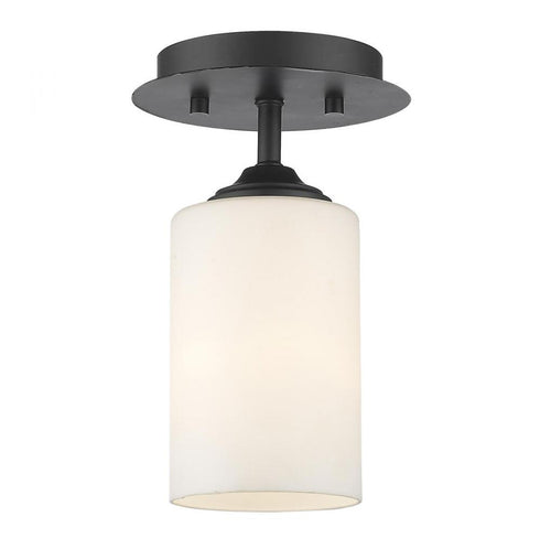 Z-Lite Bordeaux 1 Light Flush Mount in Brushed Nickel Finish Model: 435F1-BN