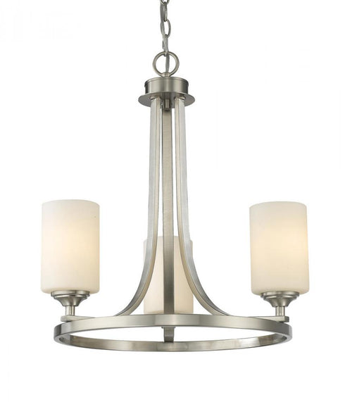 Z-Lite Bordeaux 3 Light Chandelier in Brushed Nickel Finish Model: 435-3BN