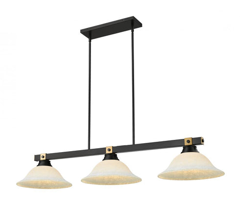 Z-Lite Bronte 3 Light Billiard in Matte Black + Rubbed Brass Finish Model: 1955-3MB-RB-AMO14