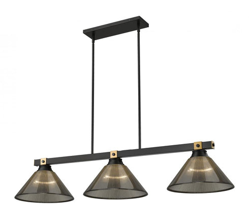 Z-Lite Bronte 3 Light Billiard in Matte Black + Rubbed Brass Finish Model: 1955-3MB-RB-AMO14
