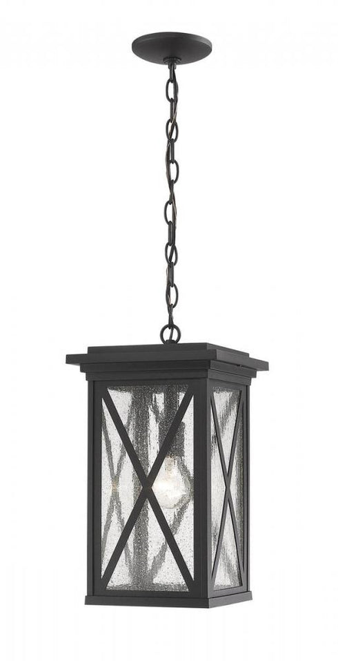 Z-Lite Brookside 1 Light Outdoor Chain Mount Ceiling Fixture in Black Finish Model: 583CHB-BK