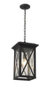 Z-Lite Brookside 1 Light Outdoor Chain Mount Ceiling Fixture in Black Finish Model: 583CHB-BK