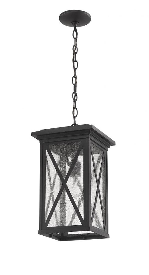 Z-Lite Brookside 1 Light Outdoor Chain Mount Ceiling Fixture in Black Finish Model: 583CHB-BK