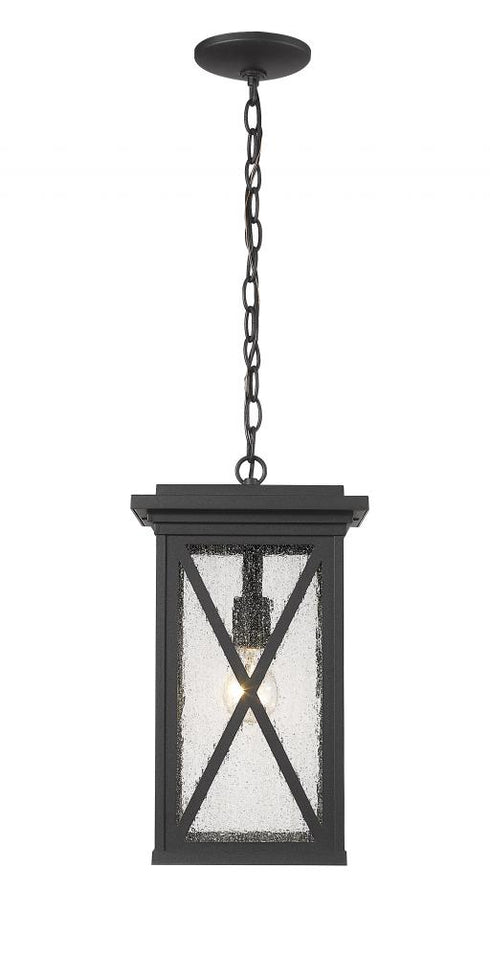 Z-Lite Brookside 1 Light Outdoor Chain Mount Ceiling Fixture in Black Finish Model: 583CHB-BK